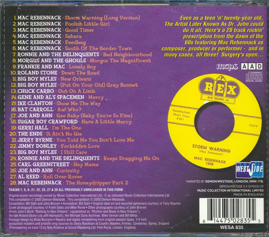 Mac Rebennack, Big Boy Myles, Ronnie & The Delinquents, Etc. - Return Of The Mac: In The Studio With Mac Rebennack AKA Dr. John 1959-1961 (28 tracks)