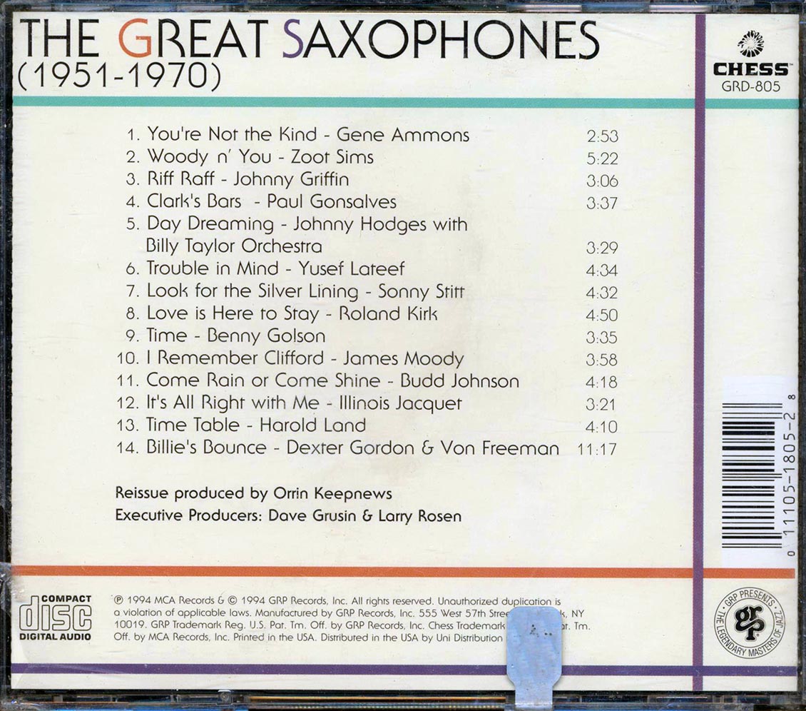 Gene Ammons, Zoot Sims, Johnny Griffin, Paul Gonsalves, Etc. - The Great Saxophones 1951-1970 (incl. large booklet)