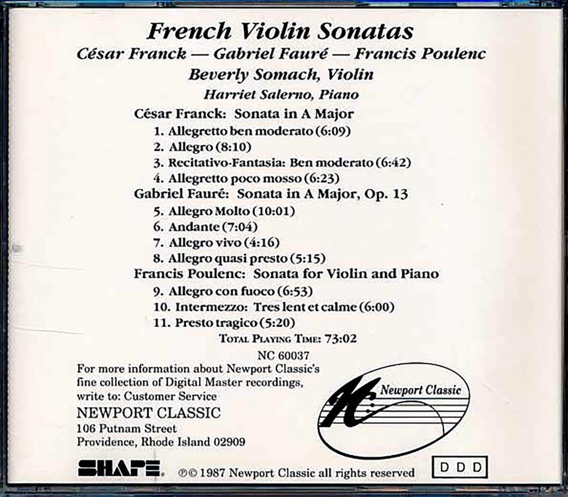 Franck, Faure, Poulenc - Violin Sonatas