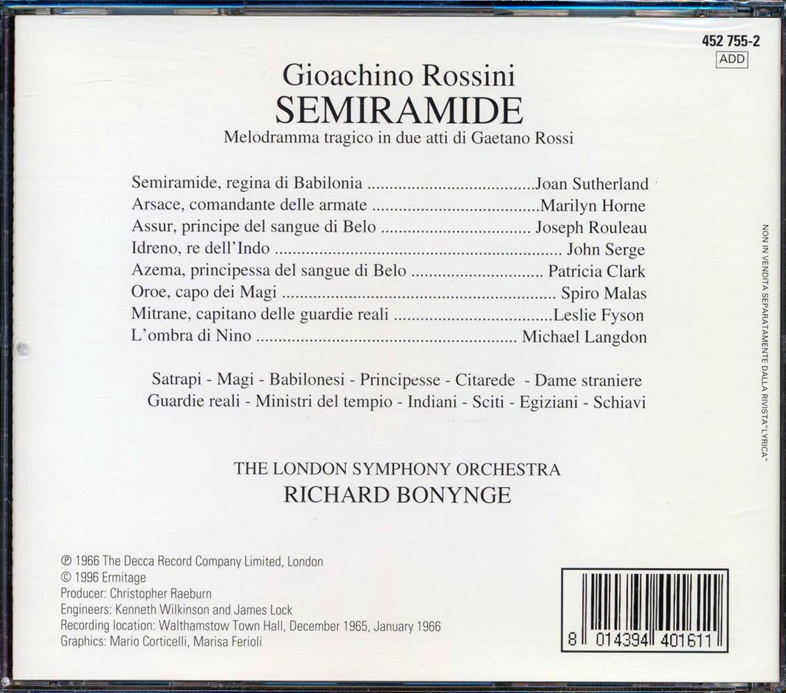 Rossini, Sutherland, Horne, Serge, Rouleau, Malas, London Symphony Orchestra - Semiramide