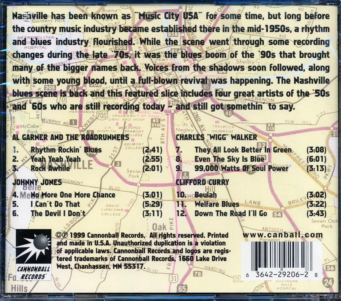 Al Garner & The Roadrunners, Johnny Jones, Charles Walker, Clifford Curry, Etc. - Blues Across America: The Nashville Scene (marked/ltd stock)