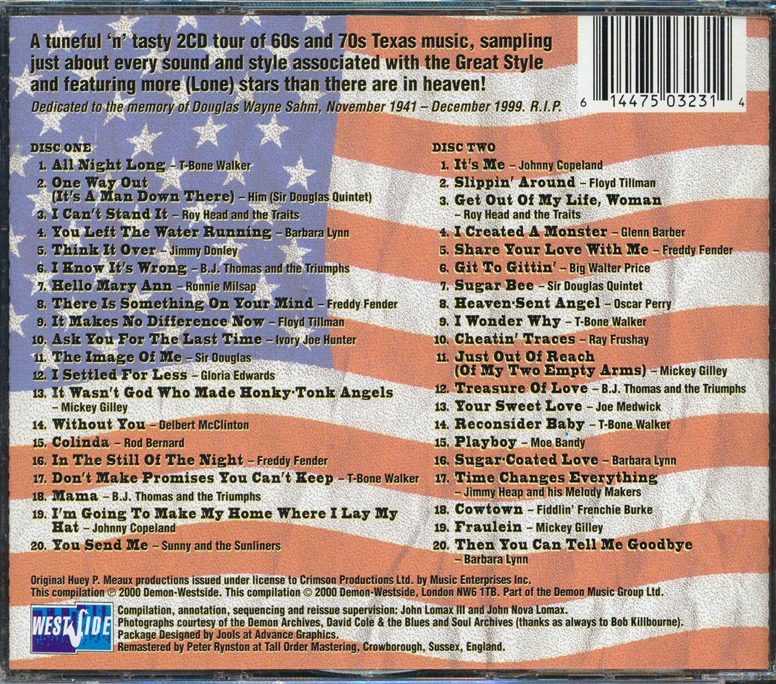 Johnny Copeland, Sir Douglas Quintet, Barbara Lynn, Roy Head, Etc. - Lone Star Jukebox: Two Decades Of Texas Treats (40 tracks) (2xCD) (incl. large booklet)