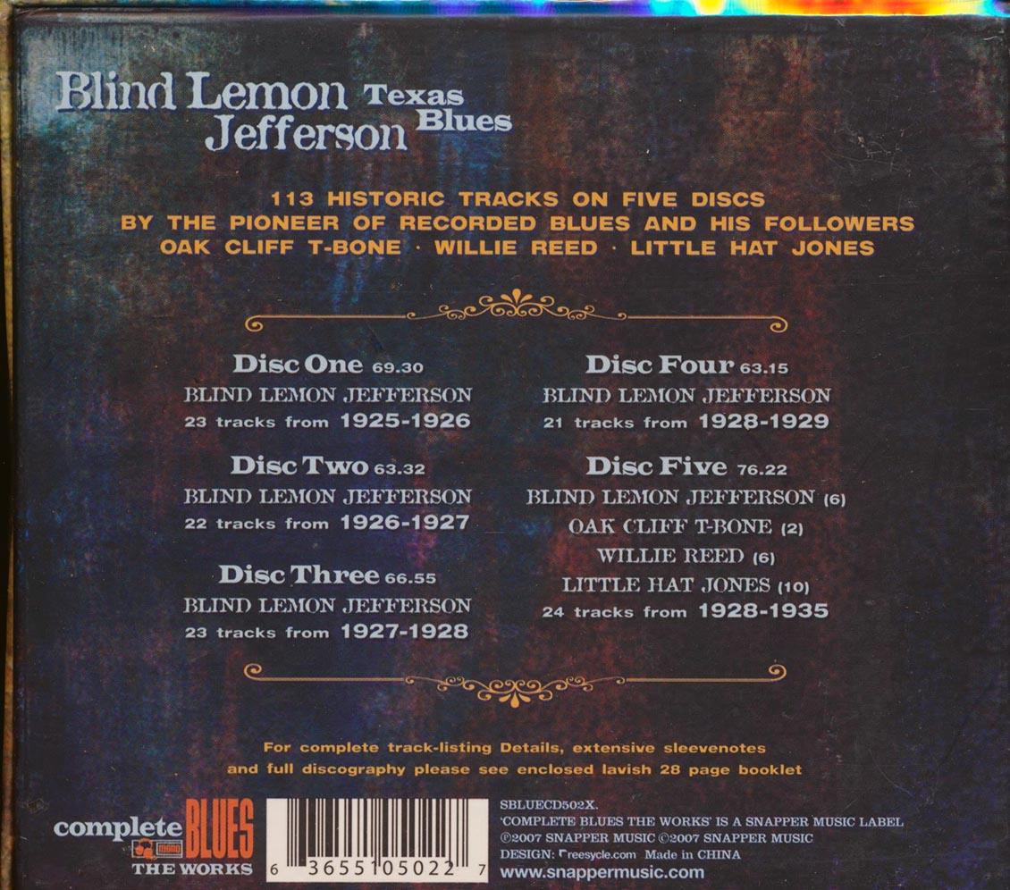 Blind Lemon Jefferson - Texas Blues (113 tracks) (5xCD) (box set)
