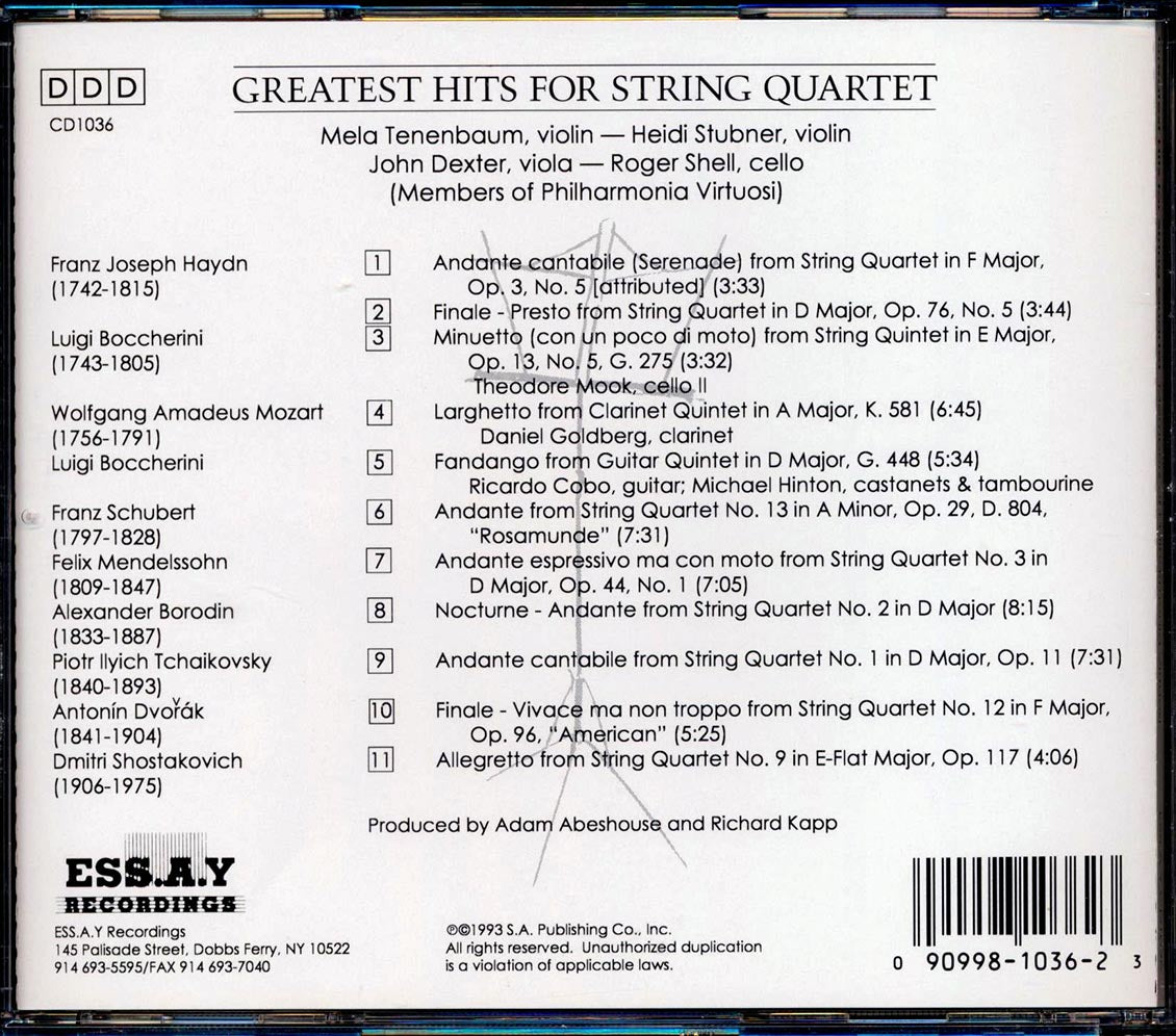 Various - Greatest Hits For String Quartet: Members Of Philharmonia Virtuosi