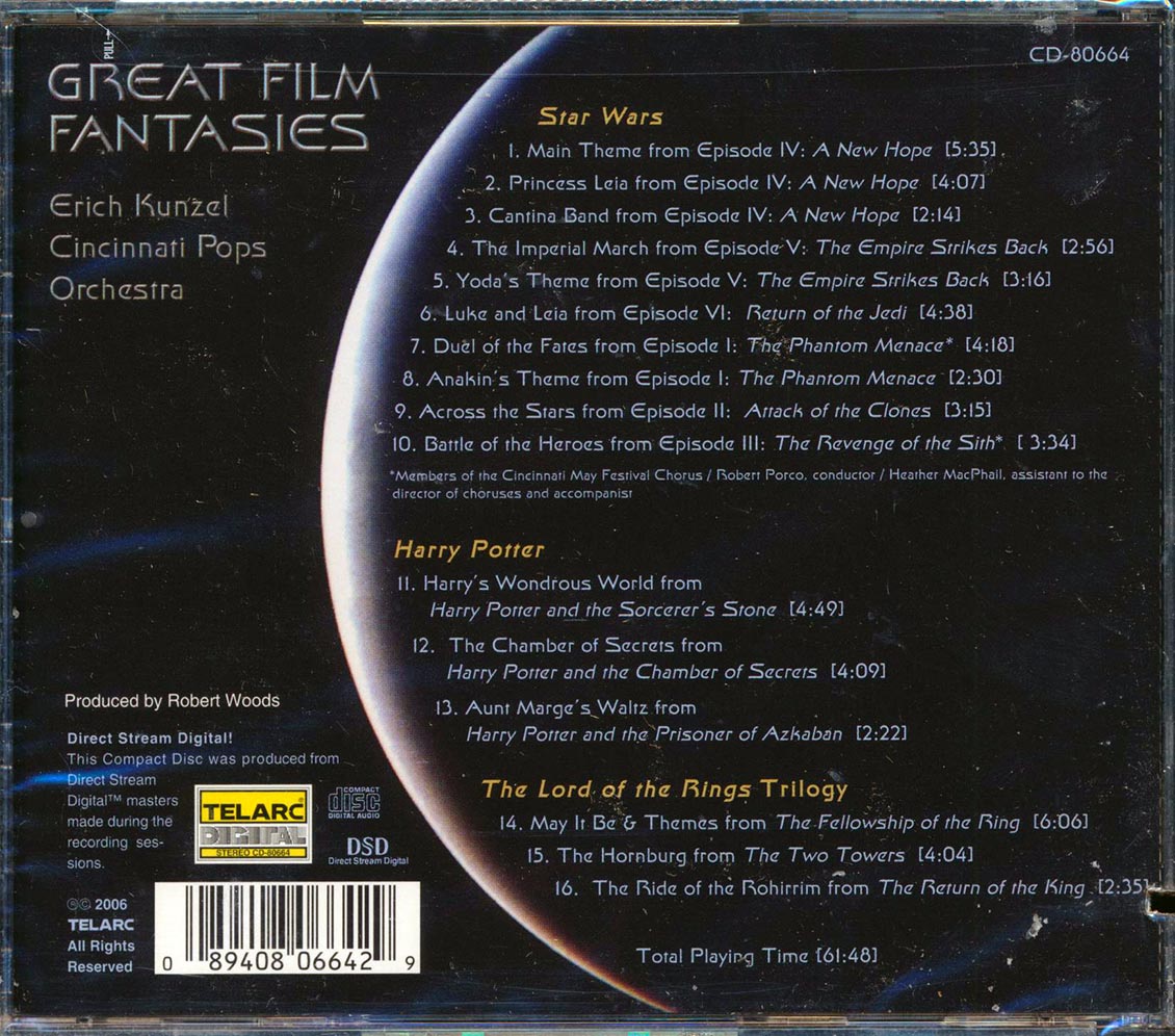 Cincinnati Pops Orchestra - Great Film Fantasies Conducted By Erich Kunzel: Star Wars, Harry Potter, Lord Of The Rings