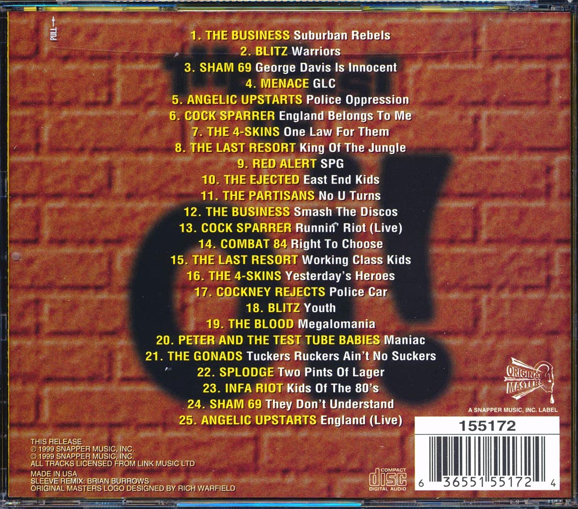 Sham 69, The Business, Blitz, Red Alert, Angelic Upstarts, Etc. - The Best Of Oi!: 25 Brickwall Punk Classics