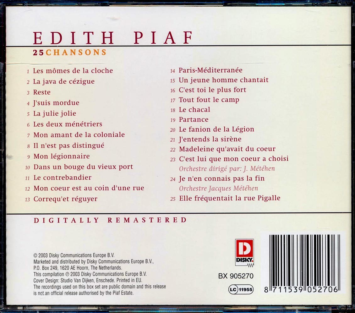 Edith Piaf - 25 Chansons (25 tracks)