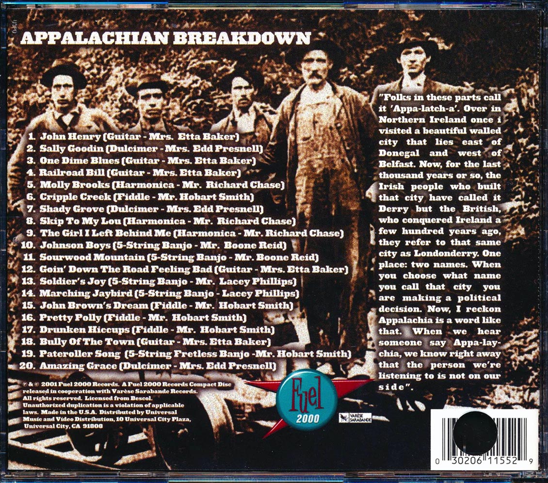 Mrs. Etta Baker, Mr. Hobart Smith, Mr. Richard Chase, Etc. - Appalachian Breakdown (audiophile) (marked/ltd stock) (remastered)