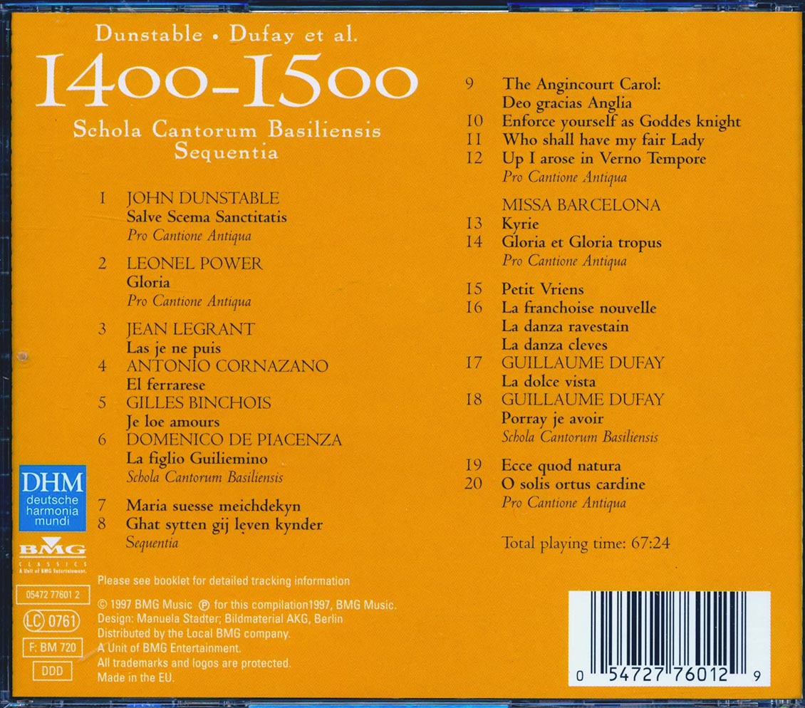 Dunstable, Dufay Et Al - Century Classic II: 1400-1500, Schola Cantorum Basiliensis Sequentia (20 tracks)