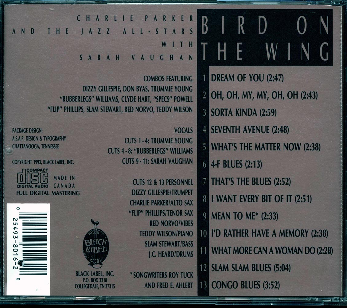 Charlie Parker & The Jazz All Stars With Sarah Vaughan - Bird On The Wing (marked/ltd stock)