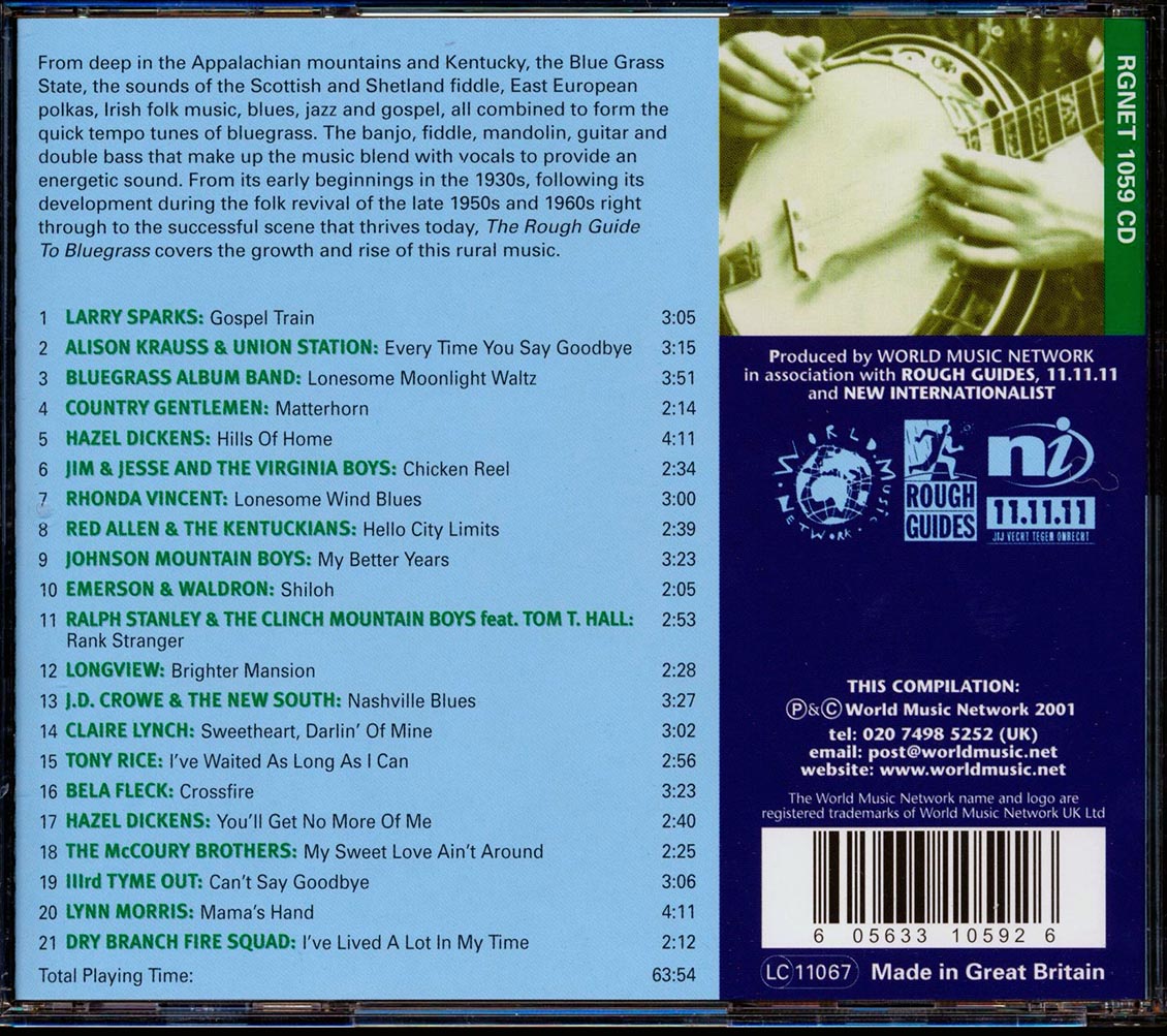 Larry Sparks, Alison Krauss, JD Crowe, Bela Fleck, Etc. - The Rough Guide To Bluegrass: Lightning String Music From The Appalachians (21 tracks)