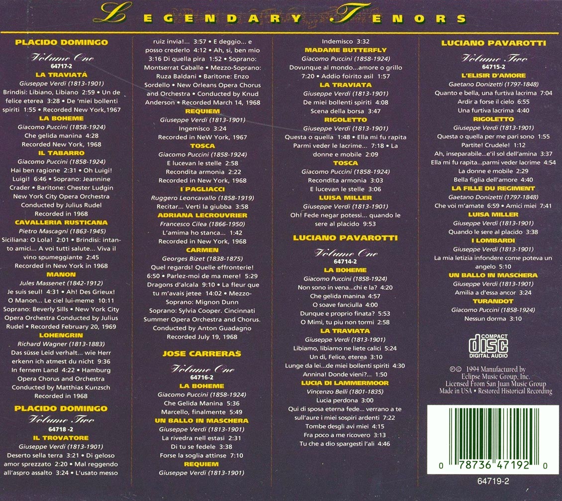 Jos Carreras, Luciano Pavarotti, Placido Domingo - Legendary Tenors (5xCD)