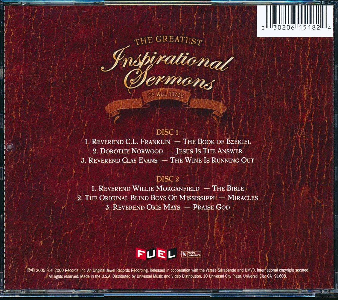 Dorothy Norwood, Reverend CL Franklin, Reverend Clay Evans, The Original Blind Boys Of Mississippi, Etc. - The Greatest Inspirational Sermons Of All Time (2xCD)