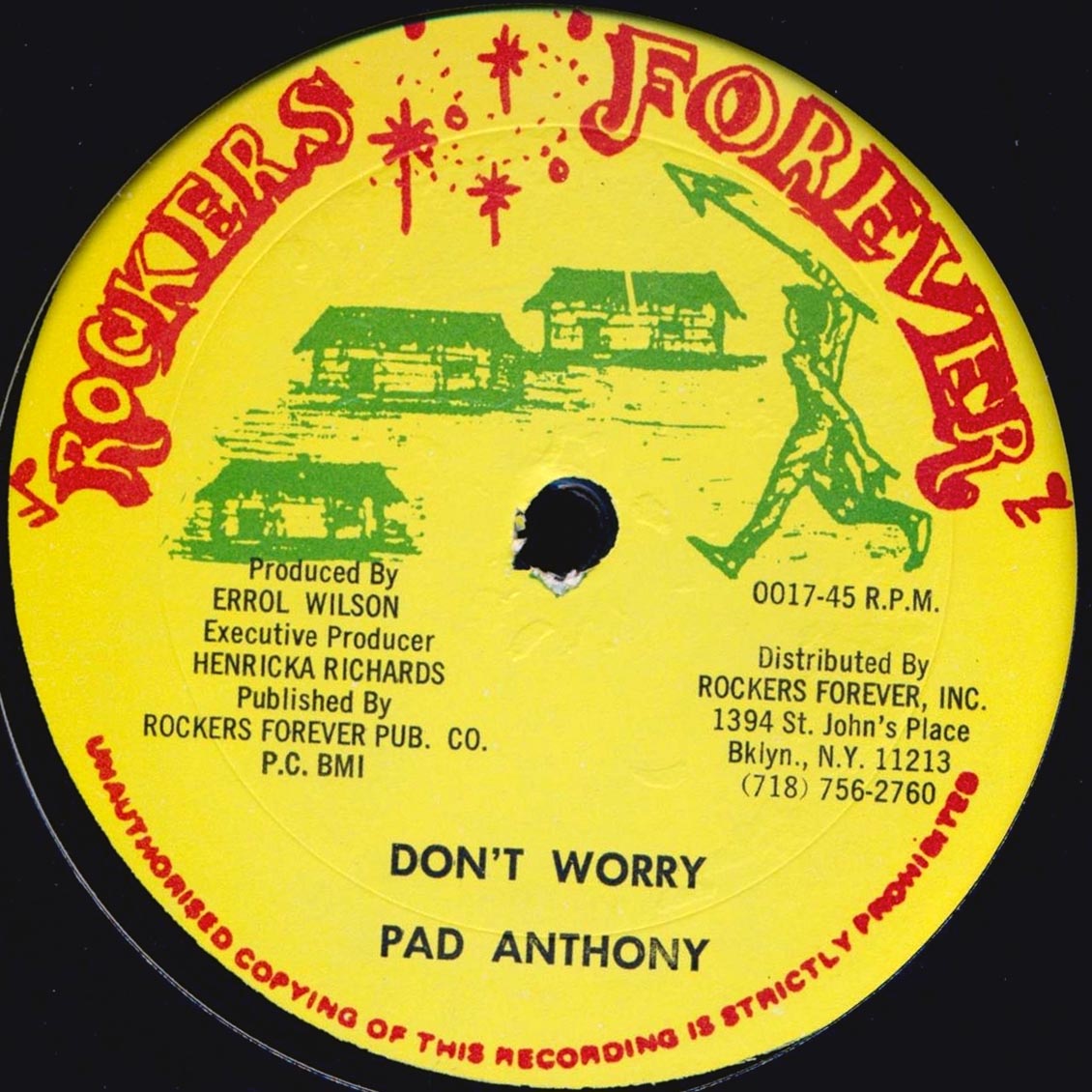 Pad Anthony - Don't Worry (Extended Mix) / Version (rhythm: "Things & Time") (orig. press)