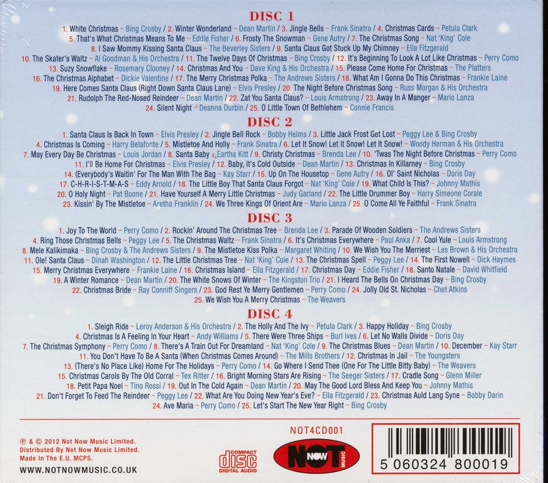 Bing Crosby, Frank Sinatra, Elvis Presley, Ella Fitzgerald, Etc. - 100 Christmas Hits (100 tracks) (4xCD) (deluxe 4-fold digipak)