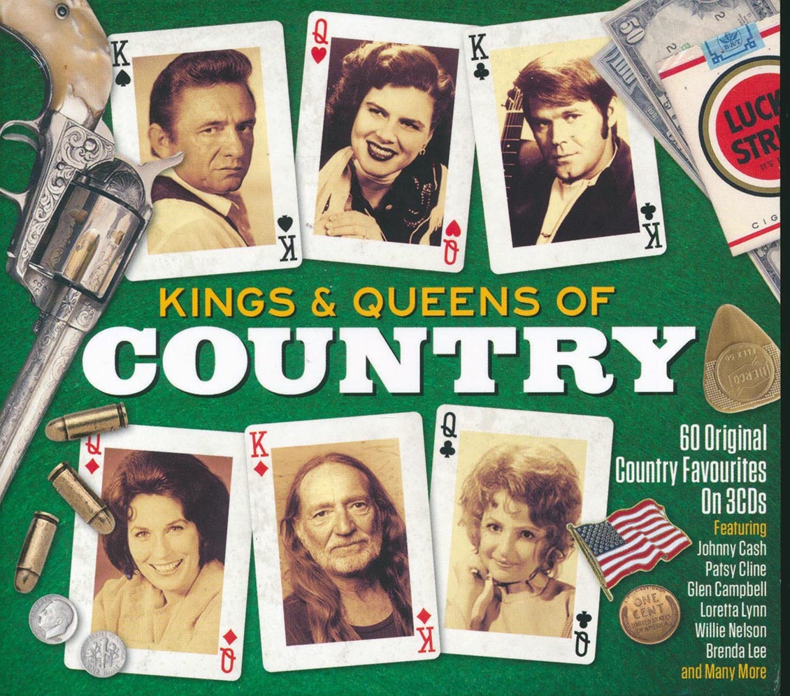 Johnny Cash, Willie Nelson, Glen Campbell, Brenda Lee, Etc. - Kings & Queens Of Country (60 tracks) (3xCD) (deluxe 3-fold digipak)