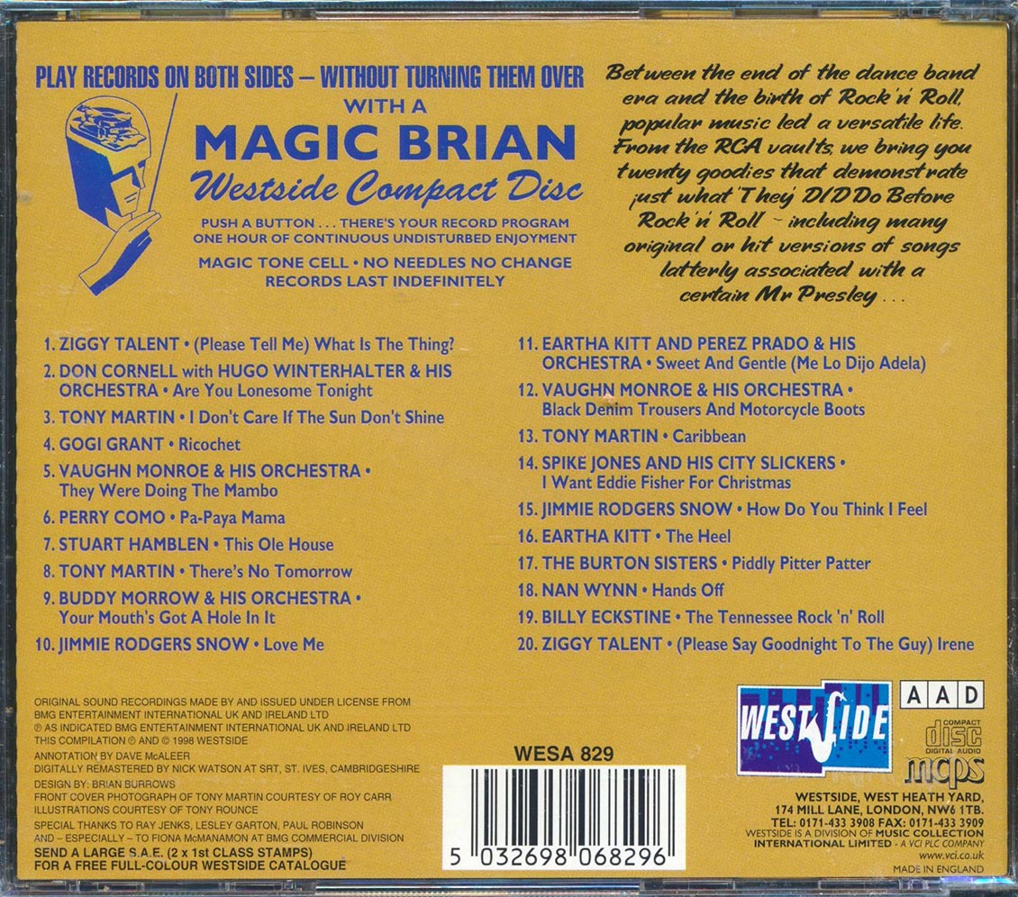 Ziggy Talent, Vaughn Monroe, Perry Como, Eartha Kitt, Etc. - What Did They Do Before Rock 'N' Roll? Volume 1: Amazing Artefacts Of The Pre-Elvis Era (20 tracks)