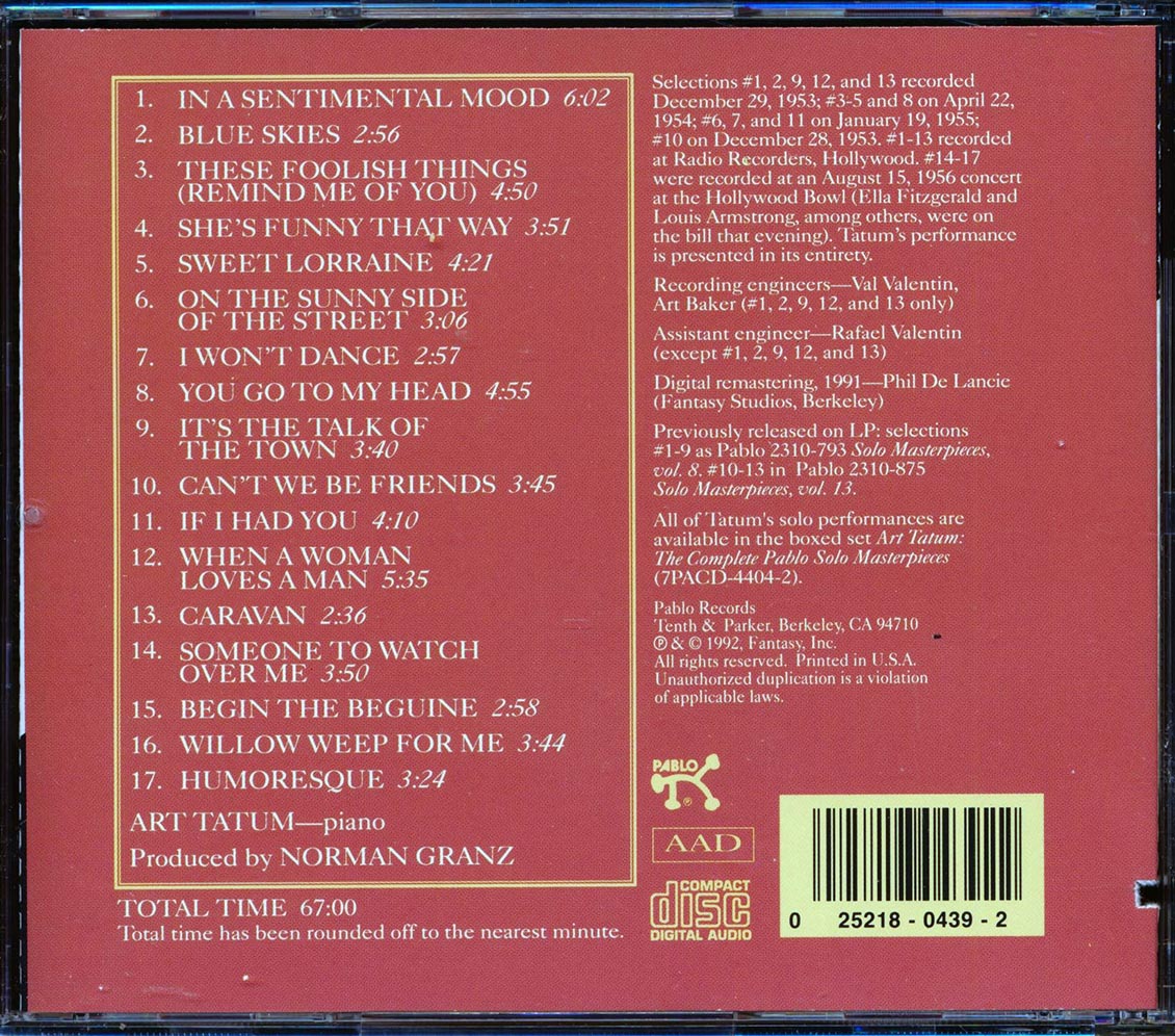 Art Tatum - The Art Tatum Solo Masterpeices Volume 8 (marked/ltd stock)