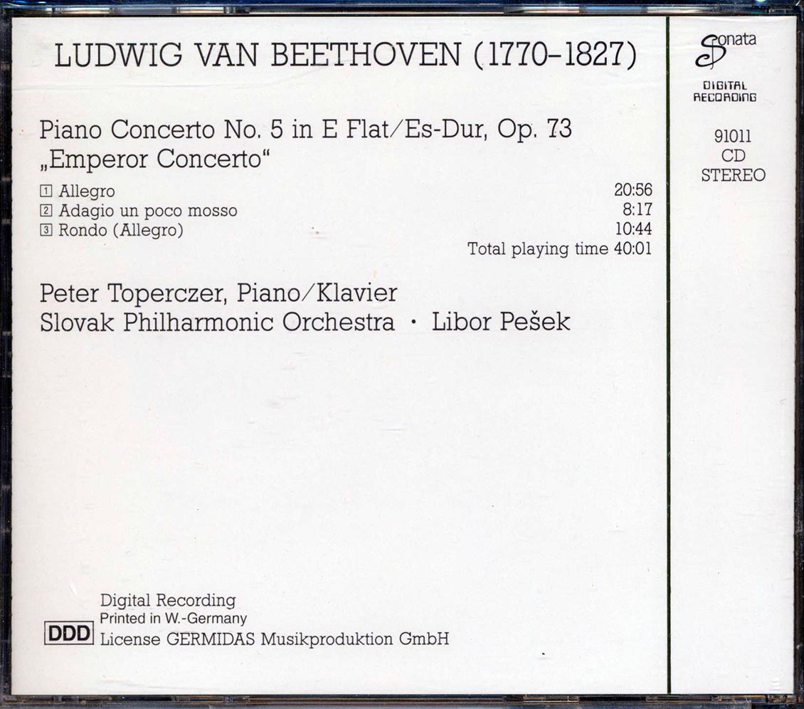 Beethoven - Piano Concerto No. 5 Emperor Concerto: Sloval Philharmonic Orchestra, Libor Pesek