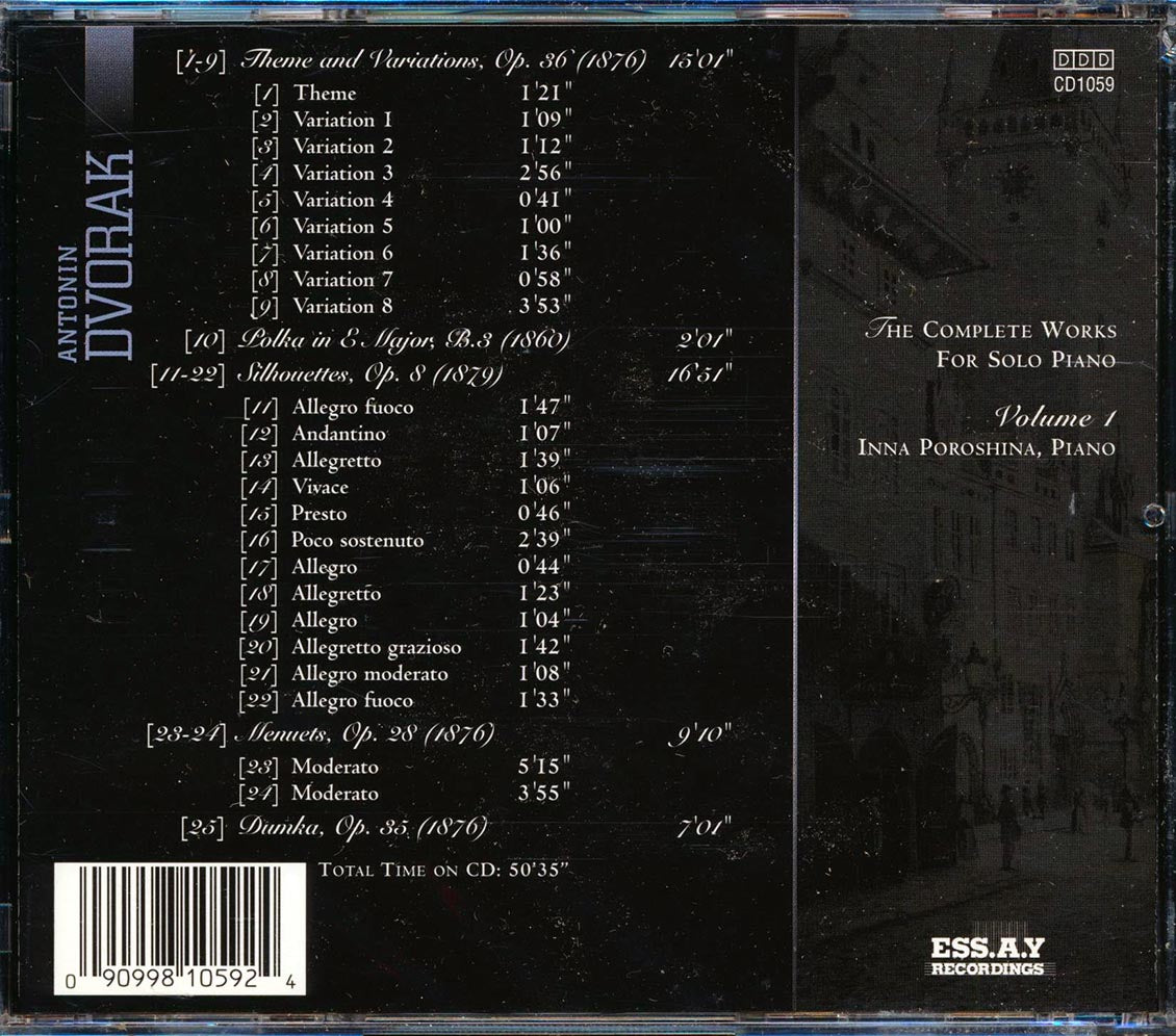 Dvorak - The Complete Works For Solo Piano Volume 1: Inna Poroshina, Piano (20 tracks)