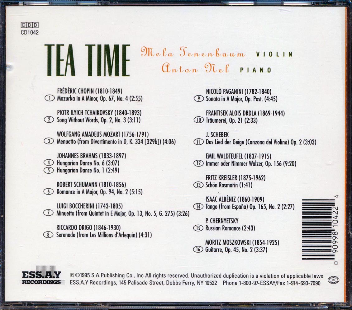 Mela Tenenbaum, Anton Nel - Tea Time: A Collection Of Favorites For Violin & Piano