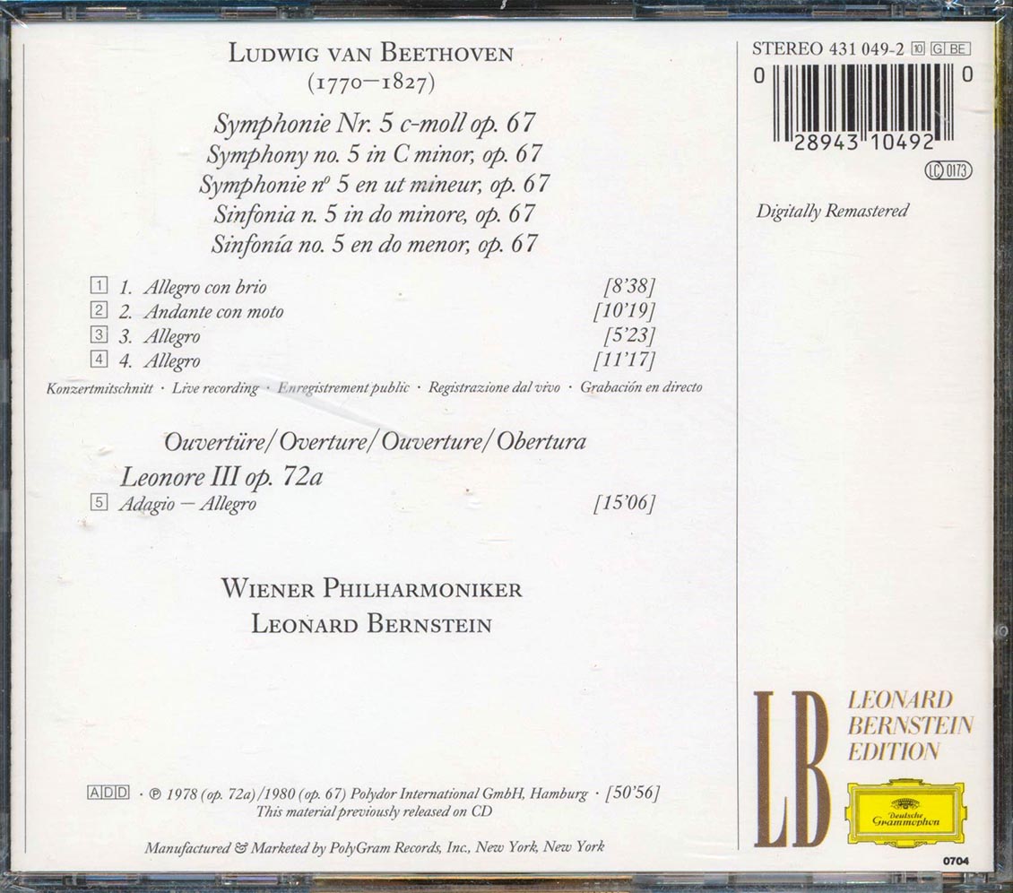 Beethoven - Symphony No. 5, Leonore Overture No. 3: Vienna Philharmonic Orchestra