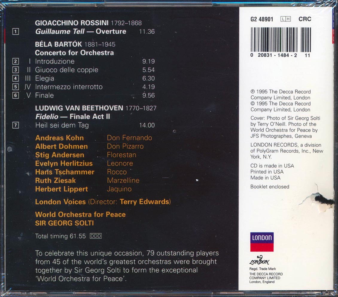 Sir Georg Solti - World Orchestra For Peace: Rossini, Bartok, Beethoven, United Nations 50th Anniversary Concert (marked/ltd stock)