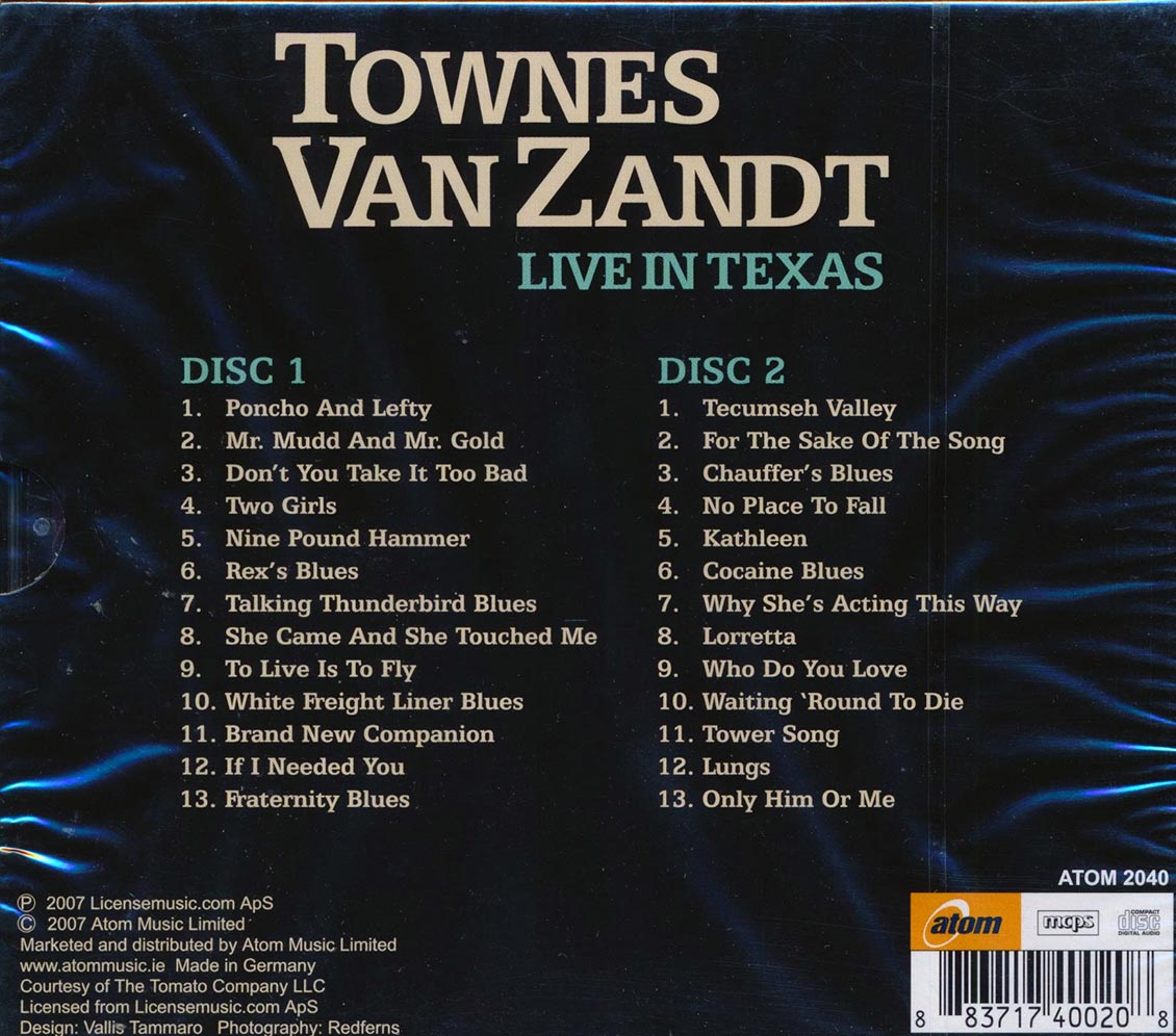 Townes Van Zandt - Live In Texas (26 tracks) (2xCD)