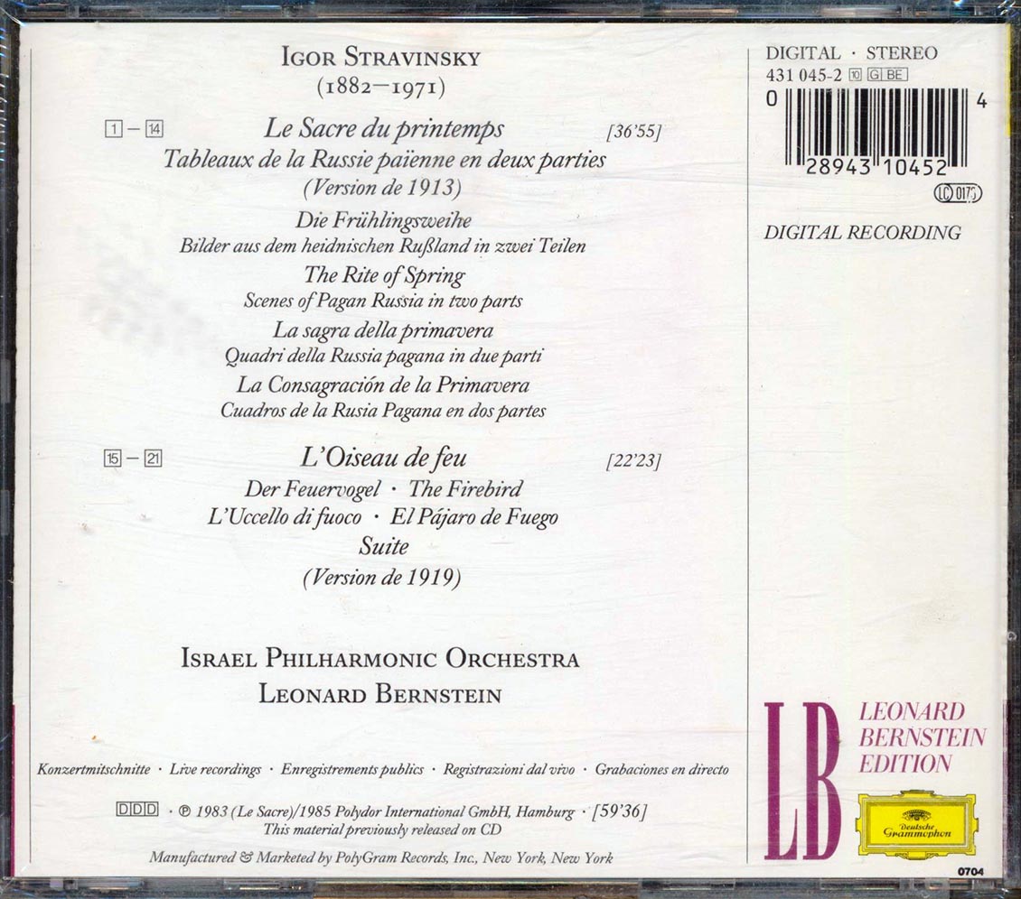 Igor Stravinsky - The Rite Of Spring, The Firebird Suite: Israel Philharmonic Orchestra