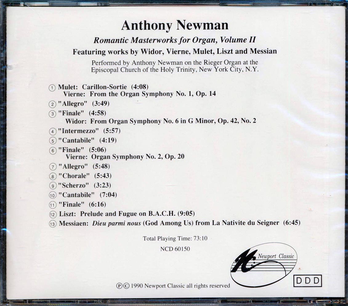 Anthony Newman - Romantic Masterworks For Organ, Volume II