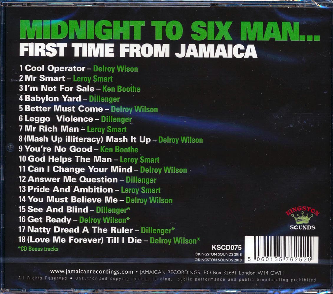 Dillinger, Delroy Wilson, Ken Boothe, Leroy Smart, Etc. - Midnight To Six Man: First Time From Jamaica