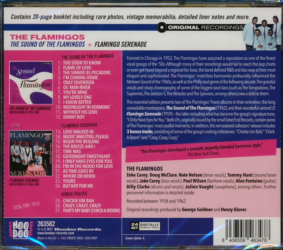 The Flamingos - The Sound Of The Flamingos + The Flamingo Serenade (2 albums on 1 CD) (27 tracks) (2xCD) (incl. 20-page booklet) (remastered) (24-bit mastering)