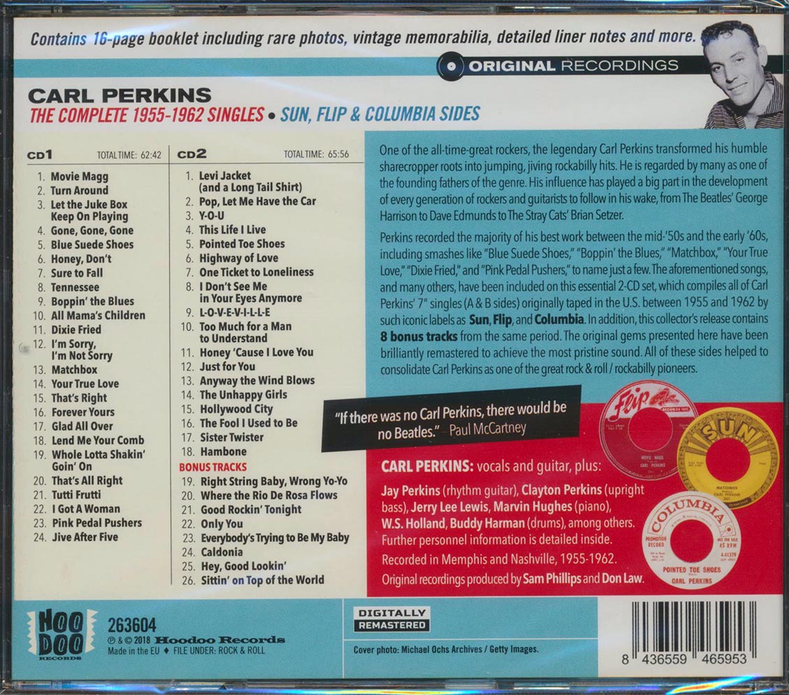 Carl Perkins - The Complete 1955-1962 Singles (50 tracks) (+8 bonus tracks) (2xCD) (incl. 16-page booklet) (remastered)