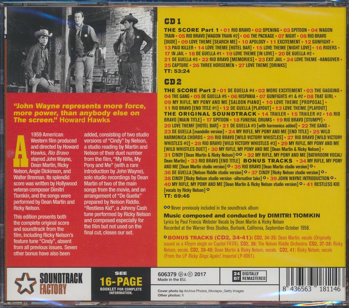 Dimitri Tiomkin - Rio Bravo Original Soundtrack (68 tracks) (2xCD) (incl. 16-page booklet) (remastered) (24-bit mastering)