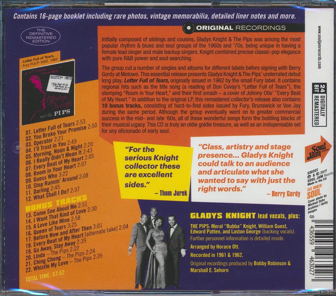 Gladys Knight & The Pips - Letter Full Of Tears (22 tracks) (+10 bonus tracks) (incl. 16-page booklet) (remastered) (24-bit mastering)