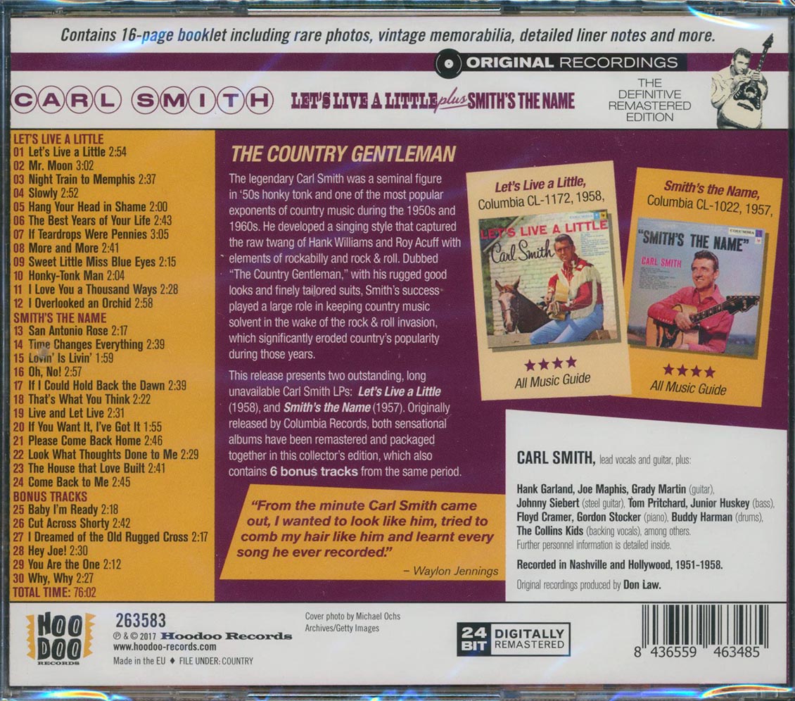 Carl Smith - Let's Live A Little + Smith's The Name (2 albums on 1 CD) (30 tracks) (incl. 16-page booklet) (24-bit mastering) (remastered)