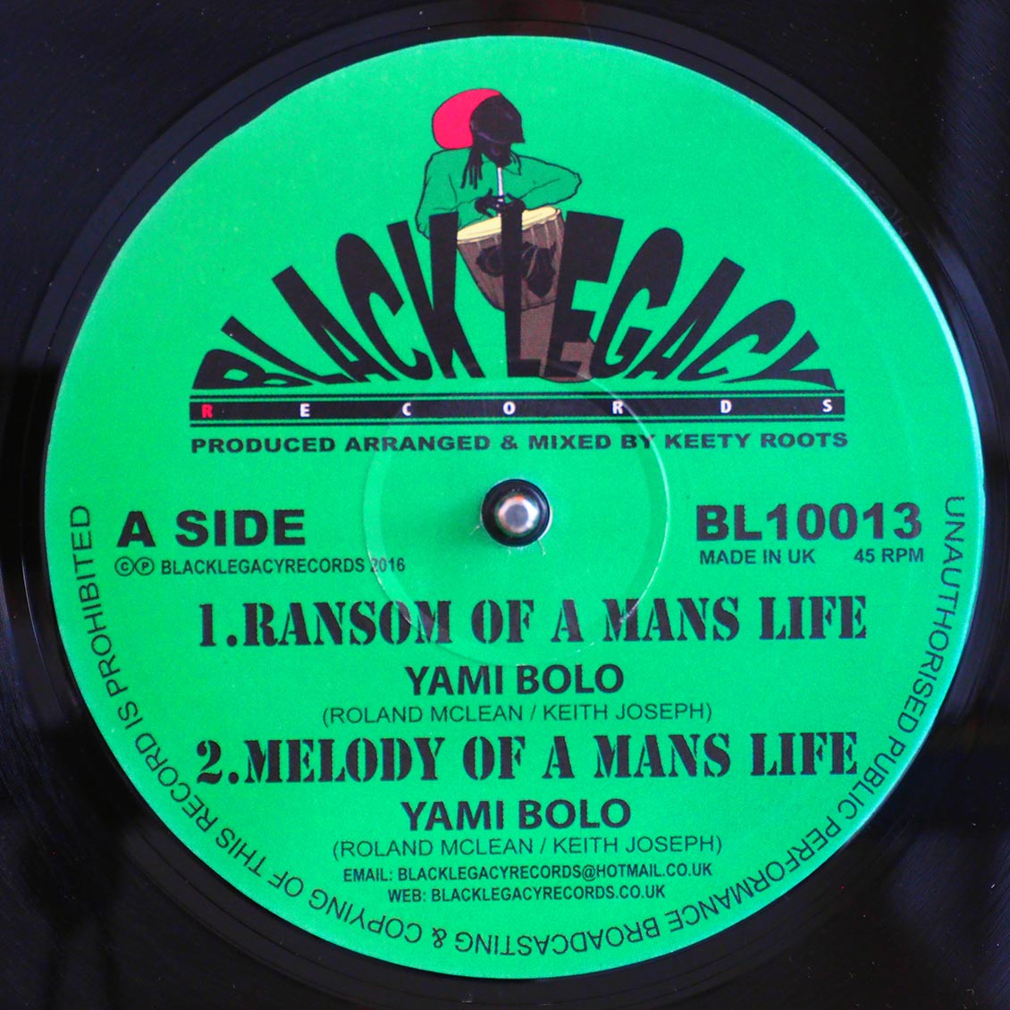 Yami Bolo - Ransom Of A Man's Life; Yami Bolo - Melody Of A Man's Life / Keety Roots - Dub Of A Man's Life; Keety Roots - Dub Of Life