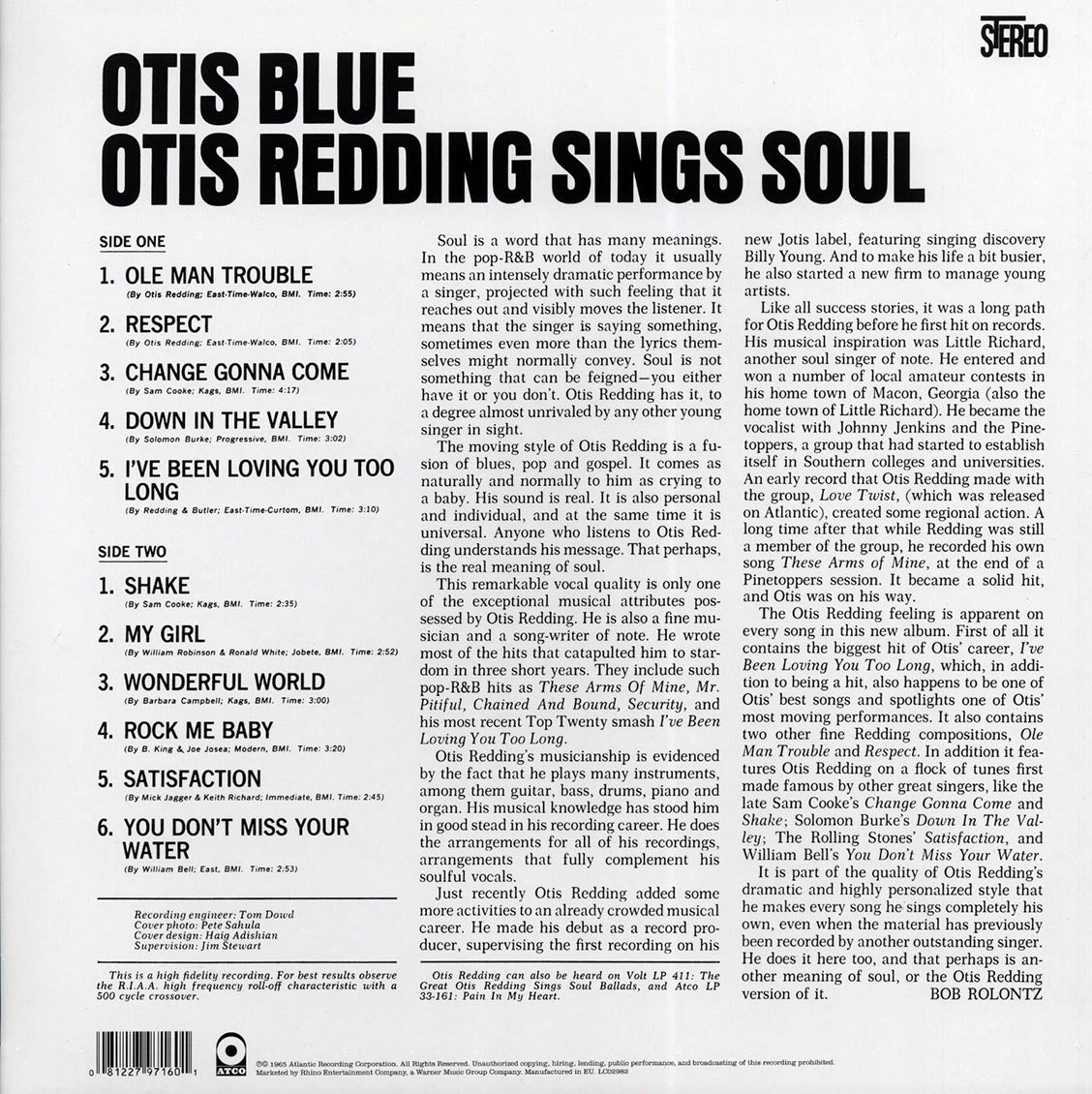 Otis Redding - Otis Blue/Otis Redding Sings Soul (180g) (blue vinyl)