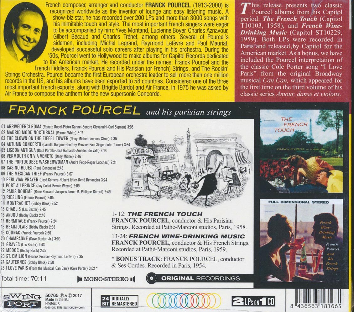 Franck Pourcel & His Parisian Strings - The French Touch + French Wine-Drinking Music (2 albums on 1 CD) (25 tracks) (+ 2 bonus tracks) (ltd. ed.) (deluxe 3-fold digipak) (24-bit masteri
