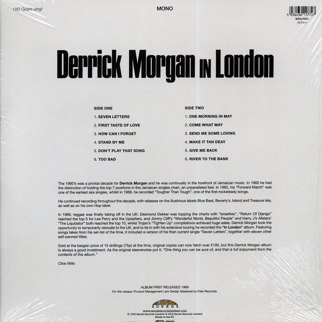 Derrick Morgan - In London (180g)