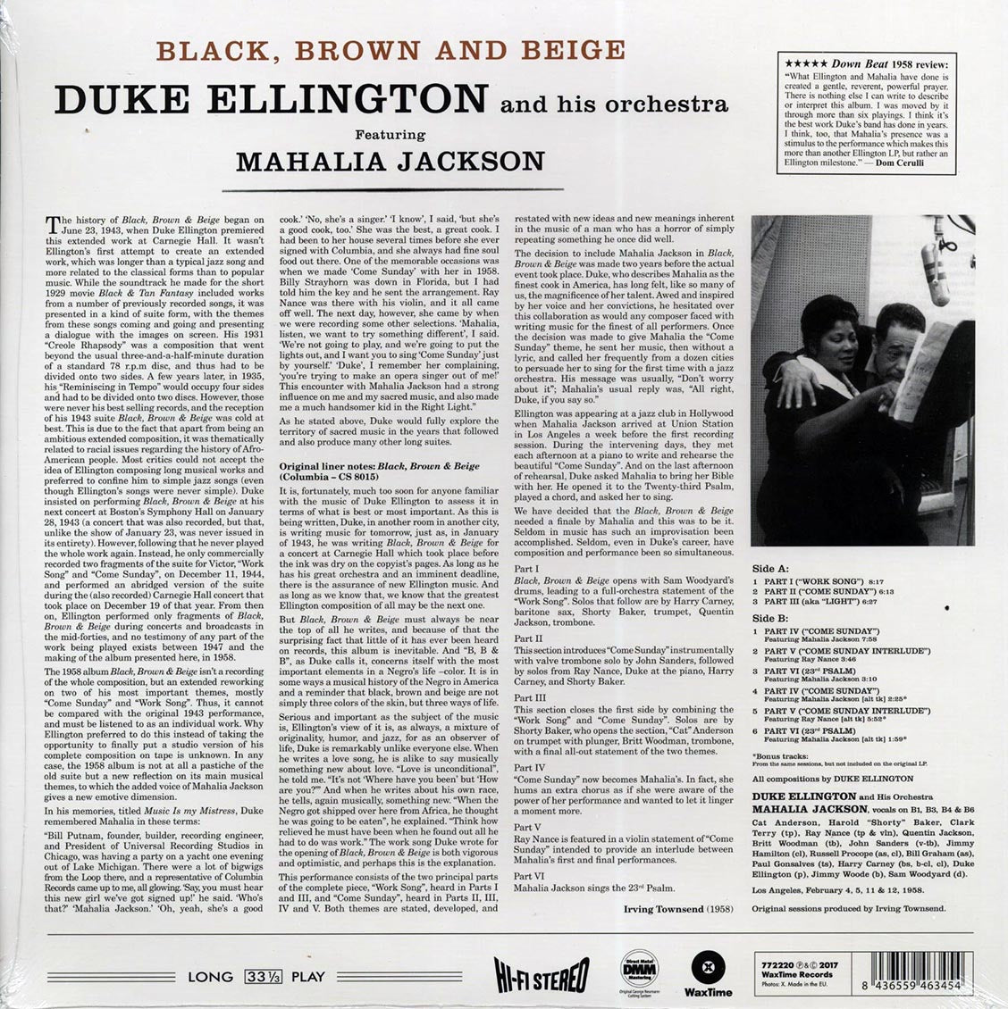 Duke Ellington & His Orchestra, Mahalia Jackson - Black, Brown And Beige (+3 bonus tracks) (ltd. ed.) (180g) (remastered)