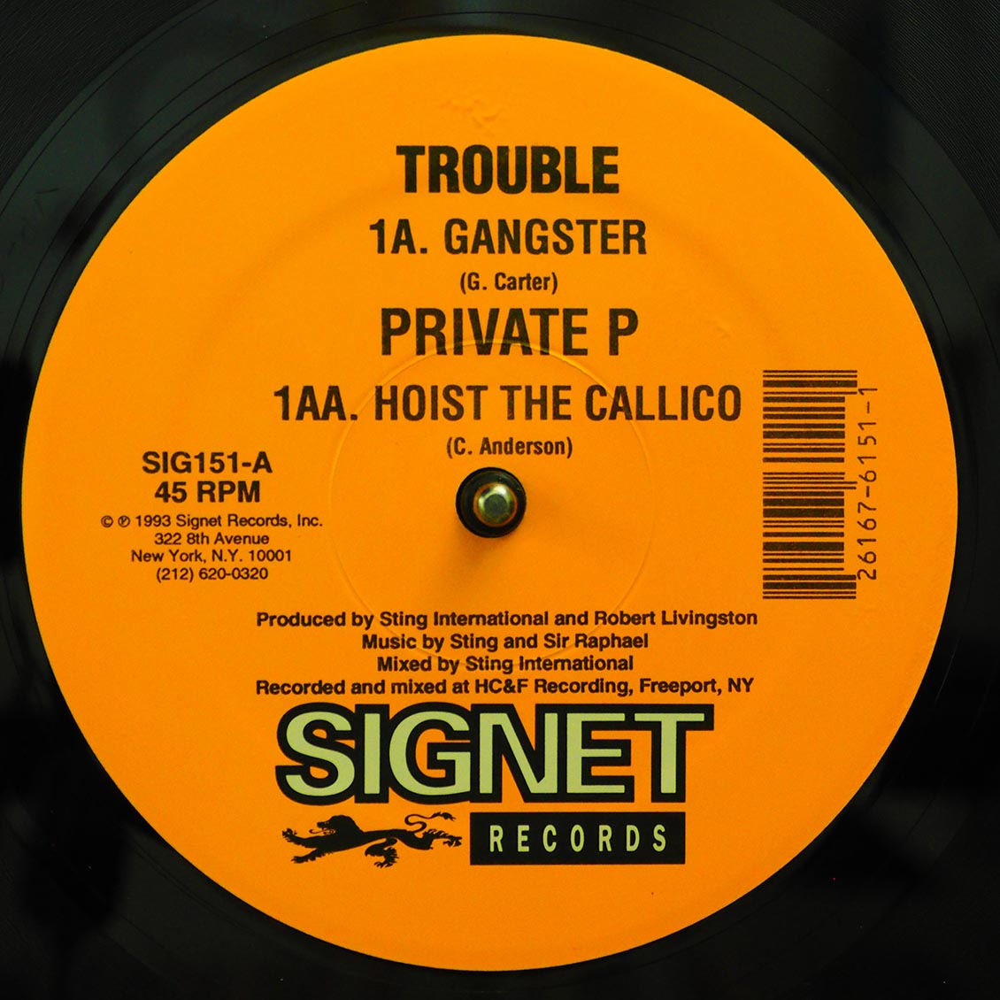 Trouble - Gangster; Private P - Hoist The Callico / Version (rhythm: "You Don't Care") (orig. press)