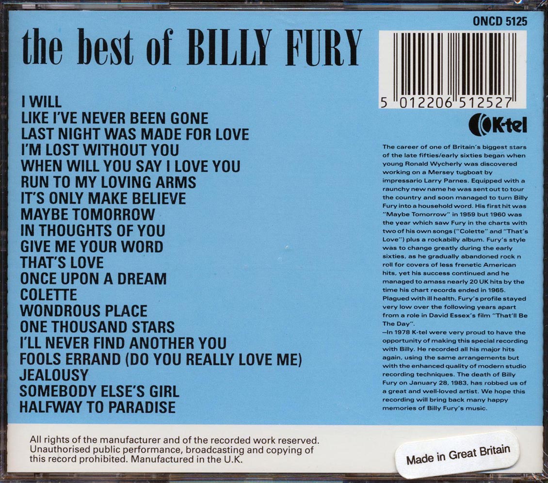 Billy Fury - The Best Of Billy Fury