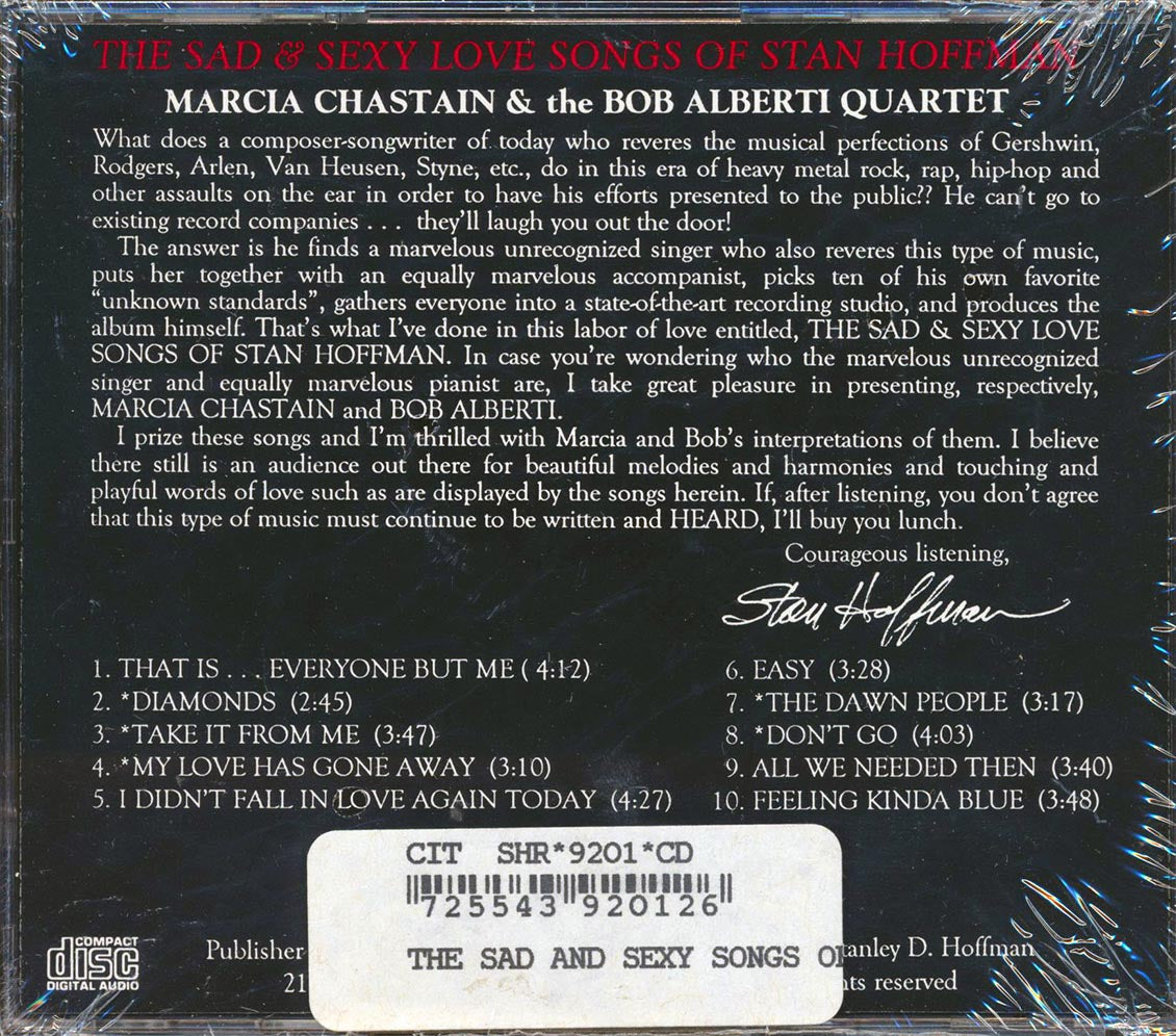 Marcia Chastain & Bob Alberti Quartet - The Sad & Sexy Love Songs Of Stan Hoffman