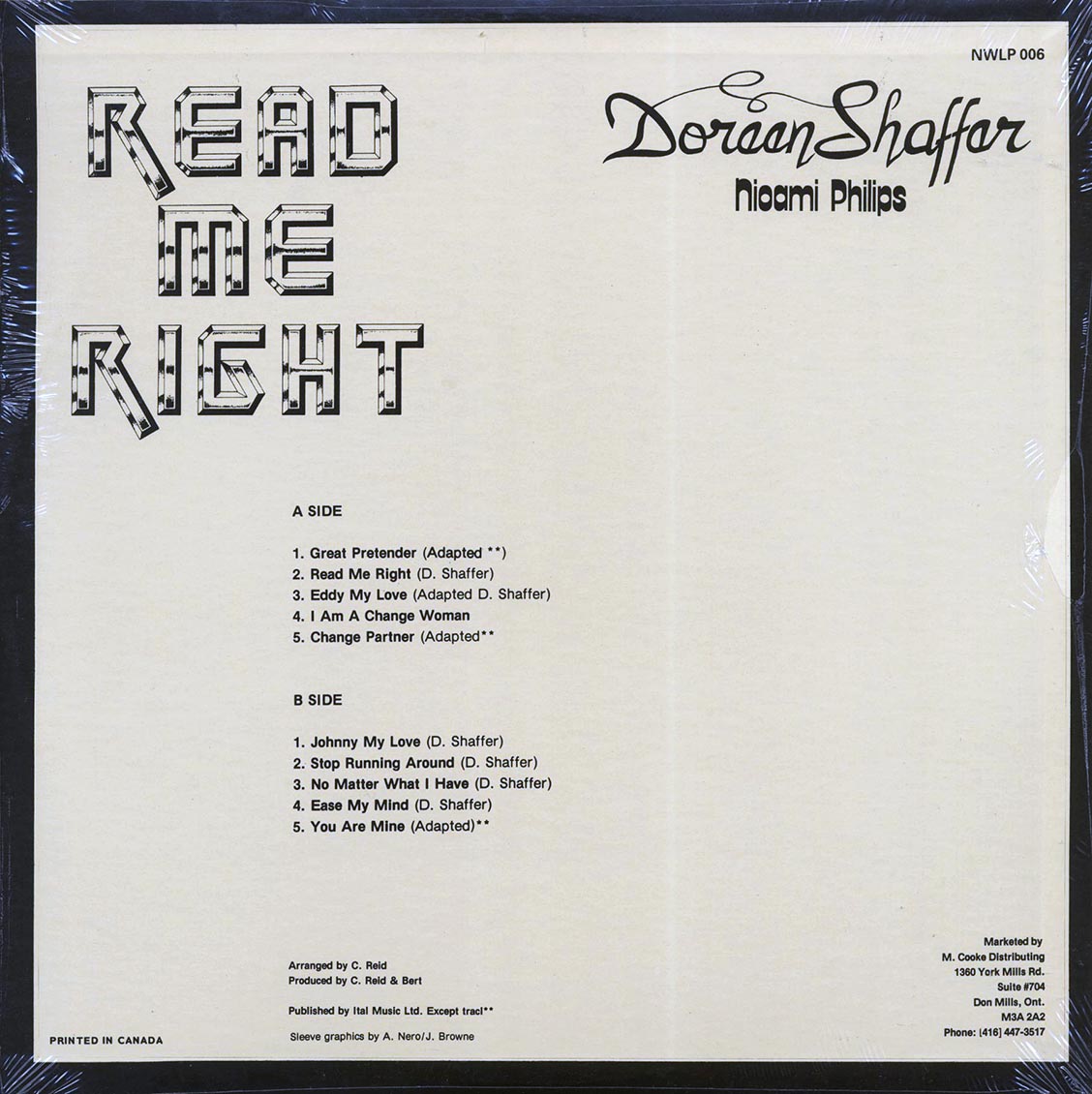 Doreen Shaffer, Nioami Phillips - Read Me Right (orig. press)
