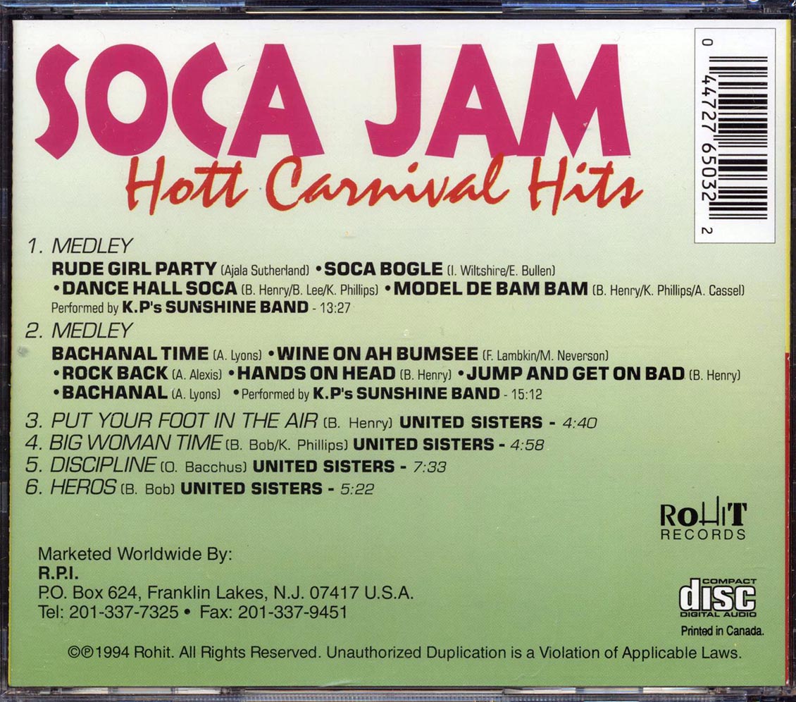 KP's Sunshine Band, United Sisters, Etc. - Soca Jam: Hott Carnival Hits