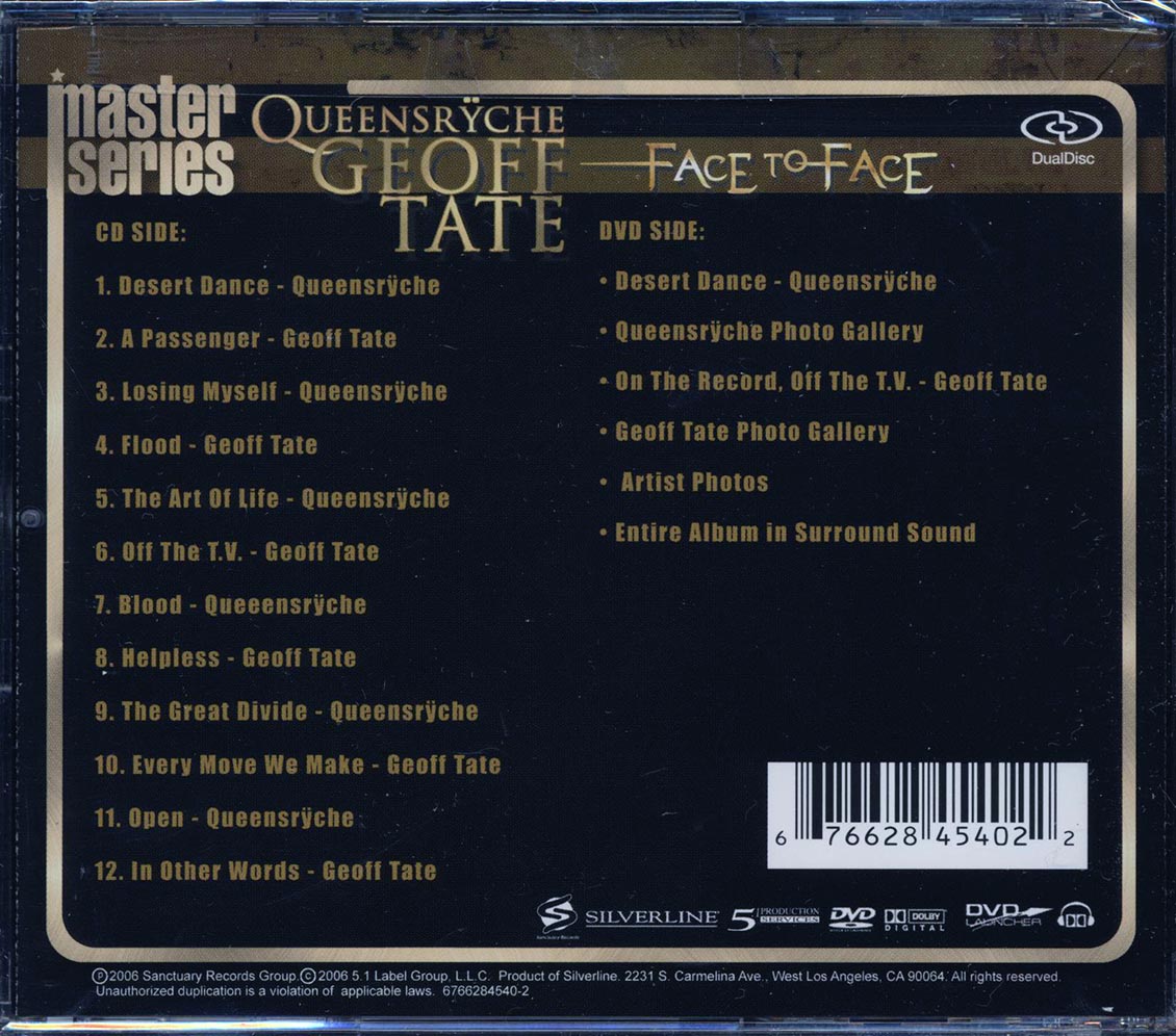 Queensryche, Geoff Tate - Face To Face (CD/DVD dualdisc)