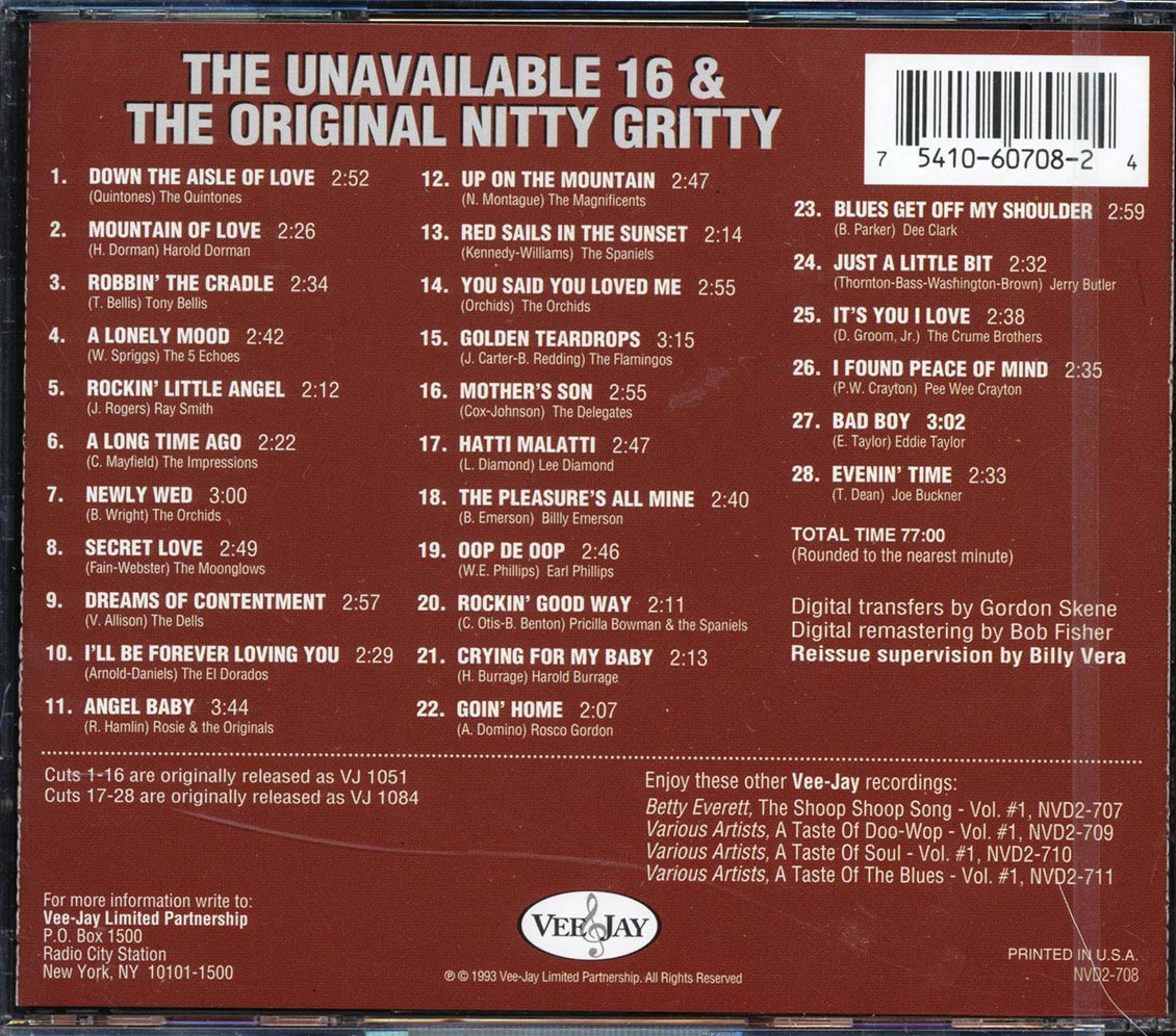 The Quintones, The Orchids, The Moonglows, Etc. - The Unavailable 16 Hits & The Original Nitty Gritty (2 albums on 1 CD) (28 tracks)