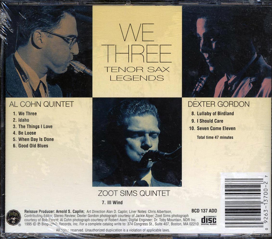 Al Cohn Quintet, Zoot Sims Quintet, Dexter Gordon - We Three: Tenor Sax Legends