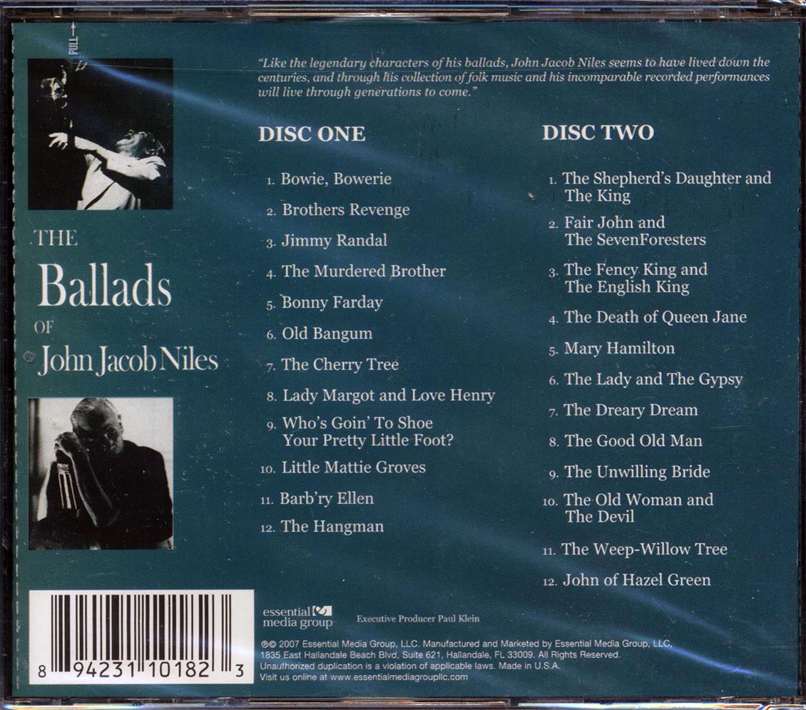 John Jacob Niles - The Ballads Of John Jacob Niles (24 tracks) (2xCD) (incl. large booklet) (remastered)